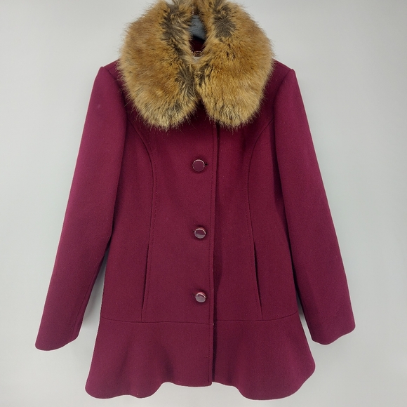 Kate Spade Wool Coat Size 6 purple fur collar coat Seen on Riverdale - Picture 5 of 9